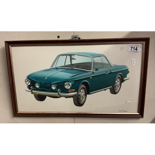 714 - A Ken Rush gouache / airbrush of a 1970s VW Volkswagen Karmann Ghia Type 3 Razor Edge