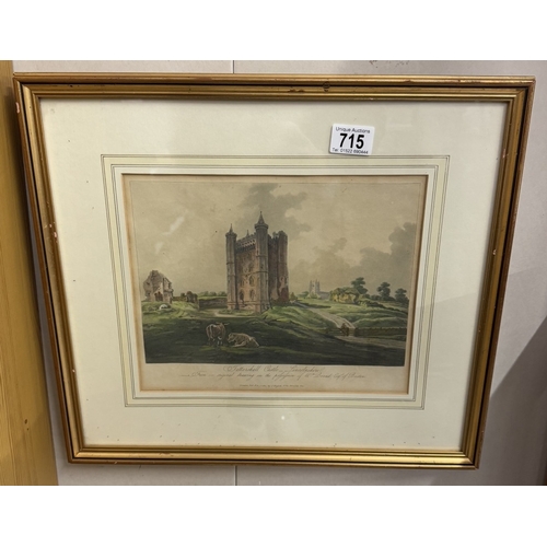 715 - An early print of an engraving of Tattershall Castle, Lincolnshire