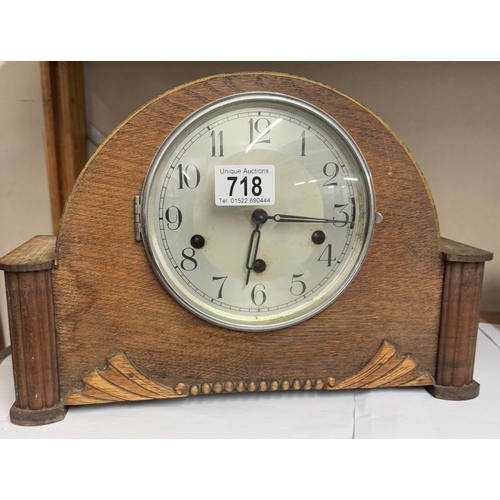 718 - A 1930's oak mantle clock & Acctim Ventura ship style clock