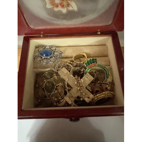 729 - 4 boxes of costume jewellery, badges & necklaces etc.