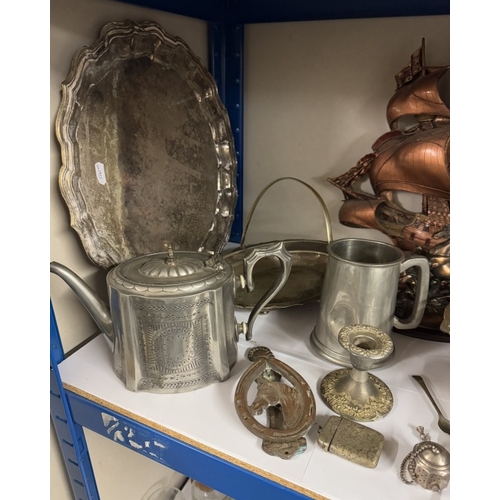 738 - A good selection of mixed metalware including silver plate, brass cannon etc