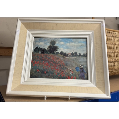 741 - 3 Vintage framed European scenes. 2 Prints, 1 oil on canvas