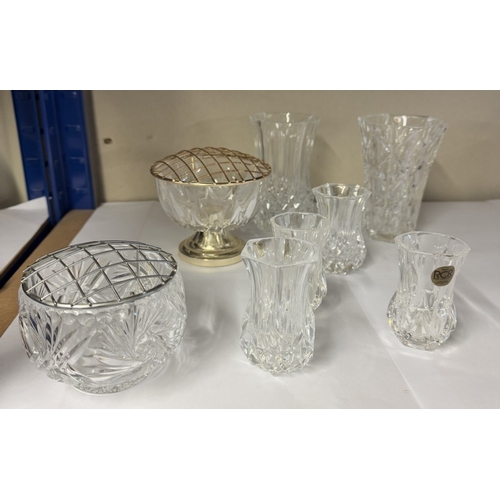 758 - A selection of cut glass including posy vases