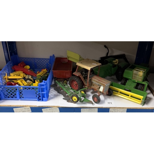 771 - A good lot of large scale tractors & farming machinery including ERTL etc