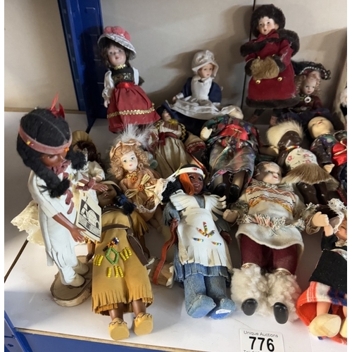 776 - A collection of tourist costume dolls