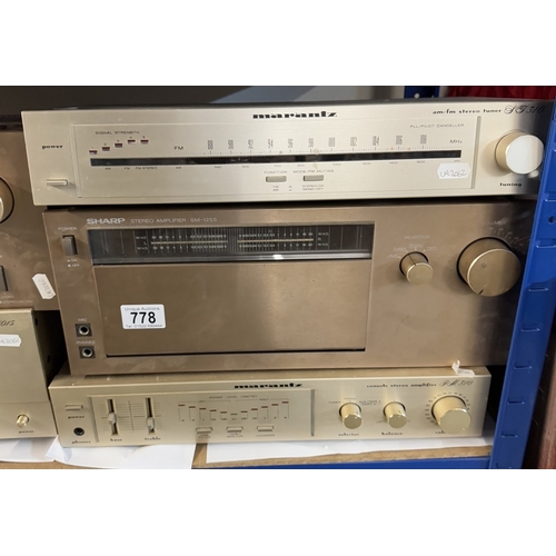 778 - Sharp & Marantz record turntables, cassette players, etc