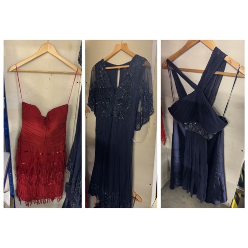 779 - 3 beaded evening dresses (includes 2 silk ones)