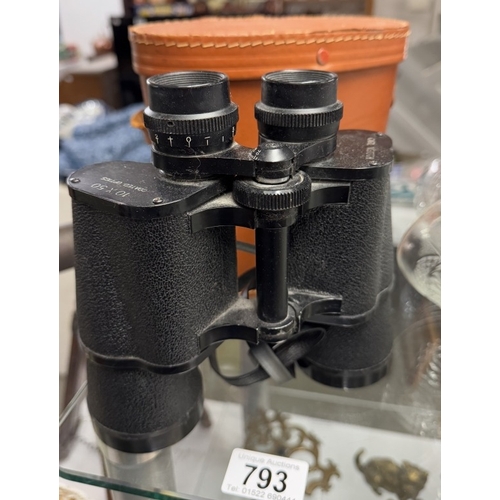 793 - A cased vintage Carl Veitch 10 x 50 binoculars