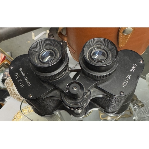 793 - A cased vintage Carl Veitch 10 x 50 binoculars