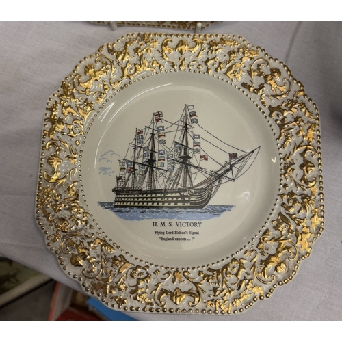 797 - 2 vintage Lord Nelson pottery collectors plates of HMS Victory & The Battle Of Trafalgar