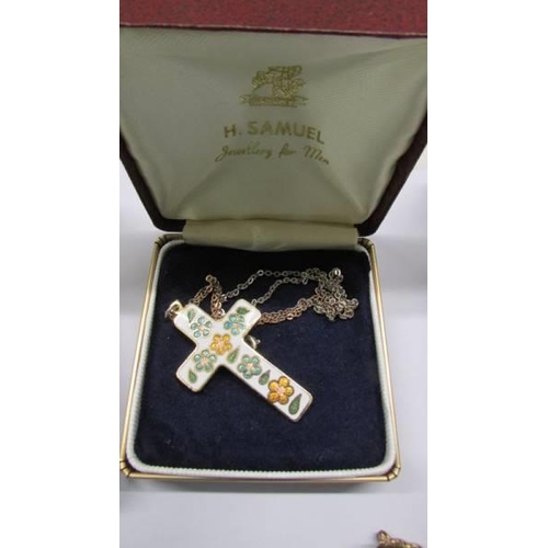 1047 - A mixed lot including enamel cross, bar brooch, locket, orchid brooch with matching earrings and oth... 