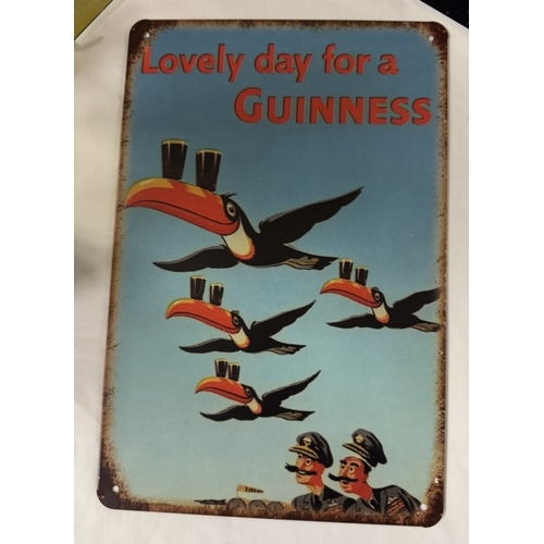 820 - 3 Retro Guinness advertising metal signs. 30 x 20cm