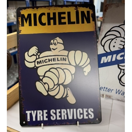 871 - 3 Retro Michelin advertising metal signs. 30 x 20cm