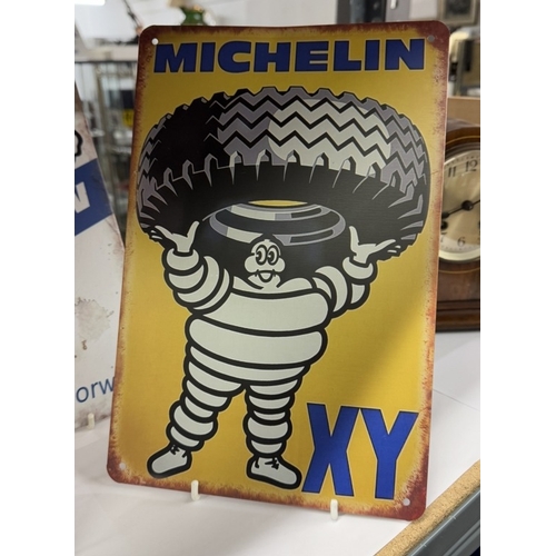 871 - 3 Retro Michelin advertising metal signs. 30 x 20cm