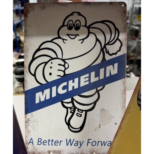 871 - 3 Retro Michelin advertising metal signs. 30 x 20cm