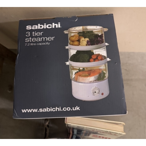 893 - A boxed Sabichi 3 tier steamer & a Tefal pressure cooker