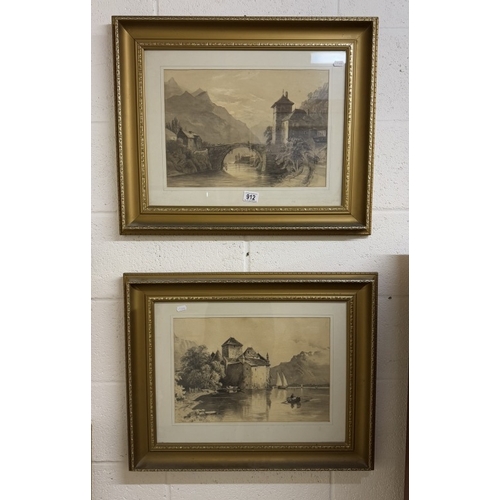 912 - A pair of framed and glazed watercolours.