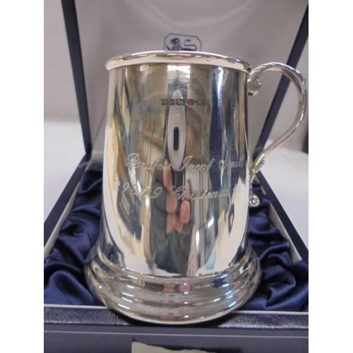 1080 - A 925 Sterling silver engraved tankard.