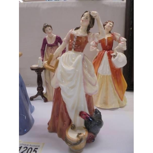 1205 - Five Royal Doulton Literary Heroines figurines including Elizabeth Bennett.