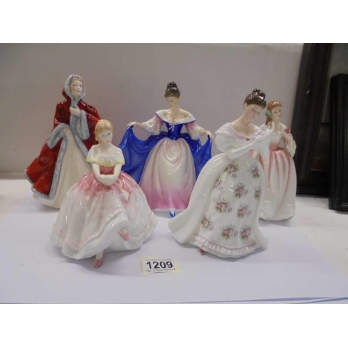 1209 - Five Royal Doulton figurines including Marie and Rachel.