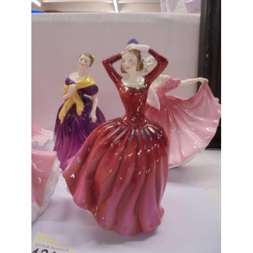 1214 - Five Royal Doulton figurines including Olivia and Rosie.