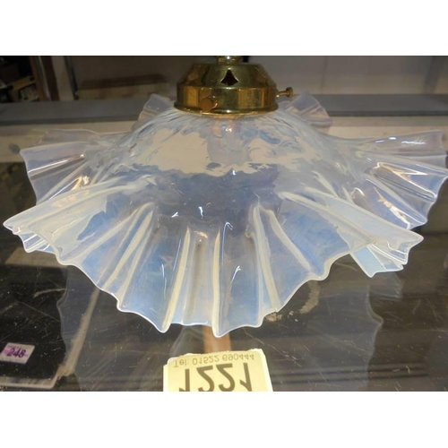 1221 - An Edwardian vaseline glass lampshade.