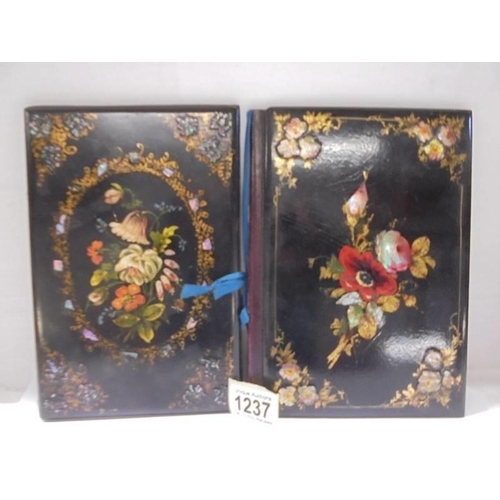 1237 - Two oriental lacquered book covers.