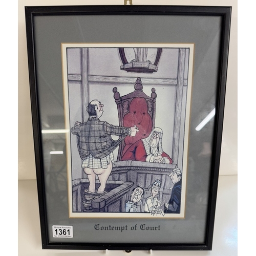 1361 - A framed & glazed Ken Tuck cartoon Contempt of Court