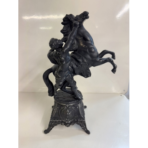 1379 - A pair of spelter Marley horses