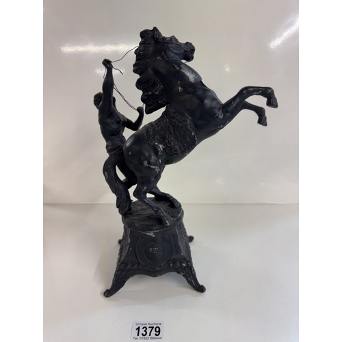 1379 - A pair of spelter Marley horses