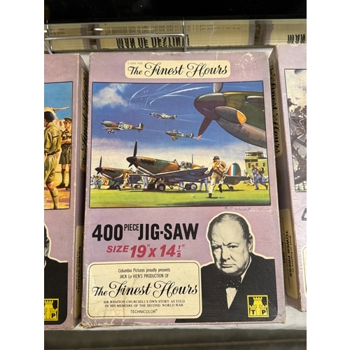 604 - 3 vintage The Finest hours, Winston Churchill 400 piece jigsaws (unchecked)