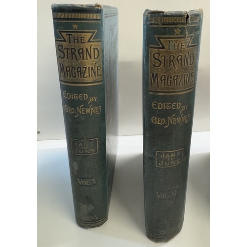 1239 - 6 bound volumes of Strand magazine including Sherlock Holmes 1898 Volume 15, 1893 January - June, 18... 