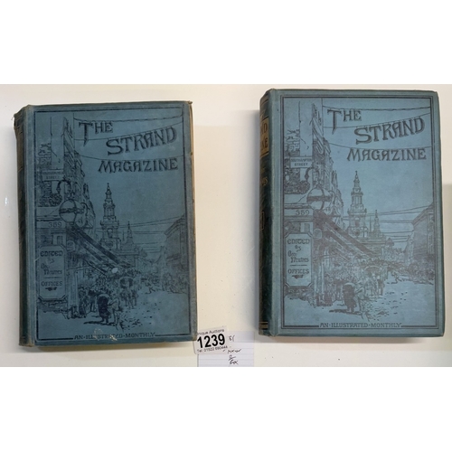 1239 - 6 bound volumes of Strand magazine including Sherlock Holmes 1898 Volume 15, 1893 January - June, 18... 