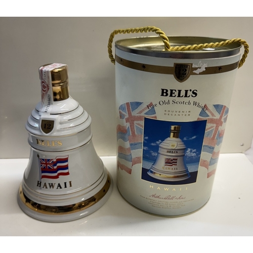 1249 - 2 rare boxed Bells Whisky decanters, Hawaii 12 years old deluxe whiskey & year of the sheep 1991