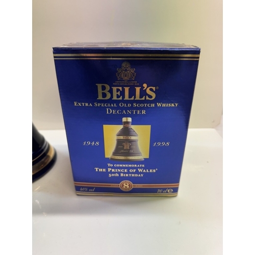 1270 - 3 boxed Bells extra special old Scotch whiskey, decanters all aged 8 years, Prince of Wales 50th Gol... 