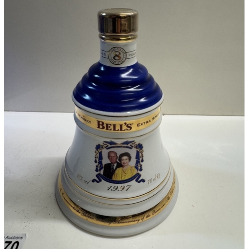 1270 - 3 boxed Bells extra special old Scotch whiskey, decanters all aged 8 years, Prince of Wales 50th Gol... 