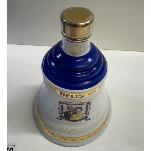 1270 - 3 boxed Bells extra special old Scotch whiskey, decanters all aged 8 years, Prince of Wales 50th Gol... 