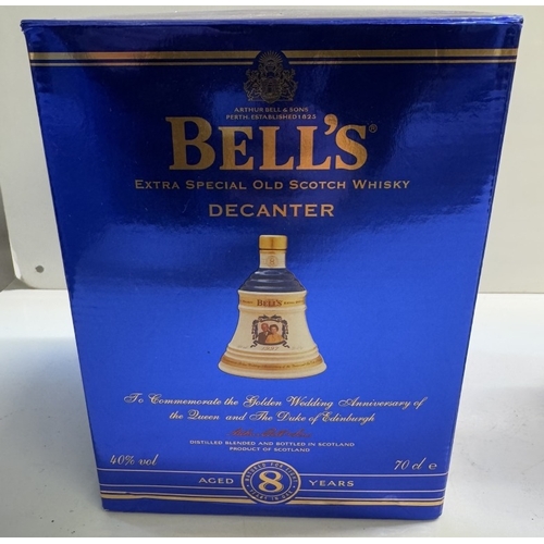 1270 - 3 boxed Bells extra special old Scotch whiskey, decanters all aged 8 years, Prince of Wales 50th Gol... 