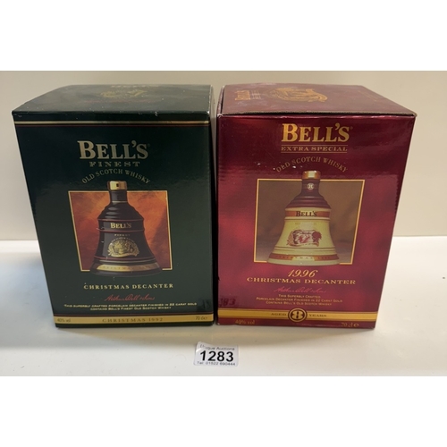 1283 - 4 Boxed Bells Whiskey decanters, Christmas 1988 &  1991 Extra Special, 1992 & 1996 aged 8 years