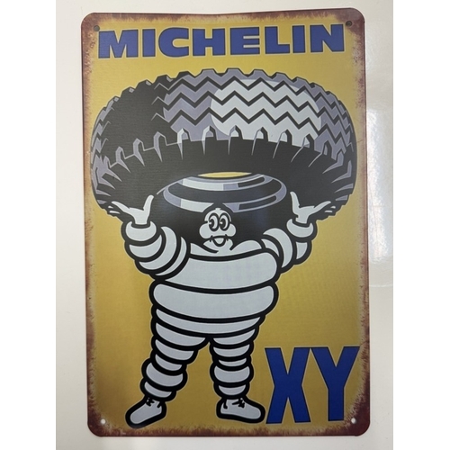 1308 - 3 Retro Michelin advertising metal signs. 30 x 20cm