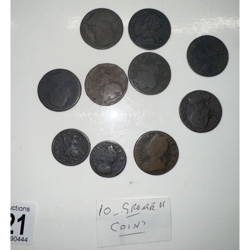 1121 - A quantity of coins including 10 x George II, 19 x George III including 2 Cartwheel penny's