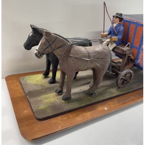 1140 - An interesting model of a horse & carriage/Stuart coach