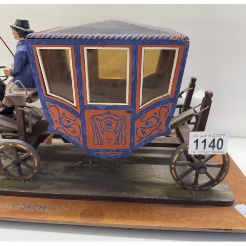 1140 - An interesting model of a horse & carriage/Stuart coach