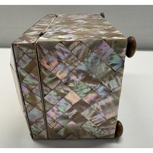 1226 - A 19th century mother of pearl tea caddy, lid is loose.