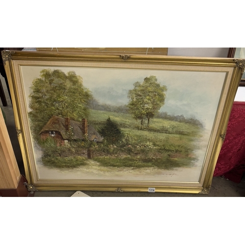 1314 - A gilt framed oil on canvas rural scene signed Daughter, image 89 x 60 cm, frame 102 x 74 cm.