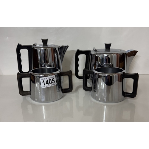 1405 - A retro Swan quality chrome plate 4 piece tea set