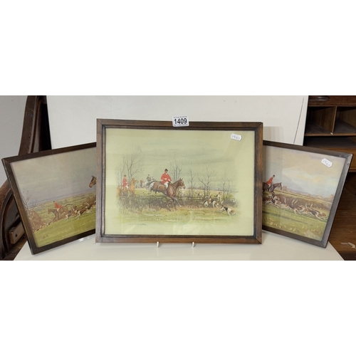 1409 - 3 Vintage fox hunting prints