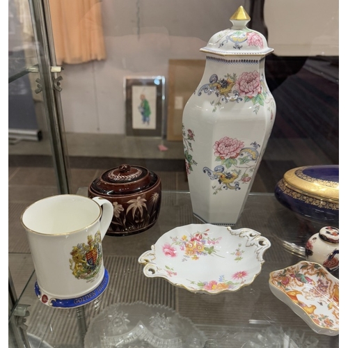 1410 - A large Limoges porcelain trinket pot etc including Royal Crown Derby, Wedgwood Sarahs Garden etc