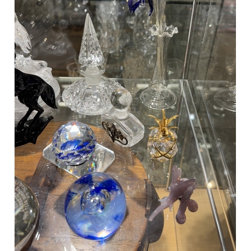 1413 - A quantity of paperweights, perfume bottles etc including Waterford, Stuart crystal, Humppila Finlan... 