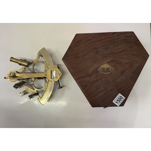 1500 - A brass sextant in teak box